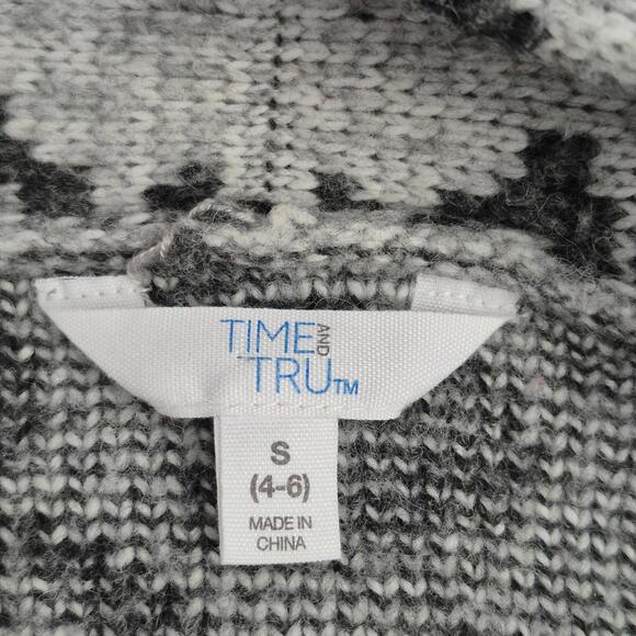 Time And Tru Ladies Gray Leopard Print Open Front Cardigan Sweater Shawl Collar - Picture 4 of 5